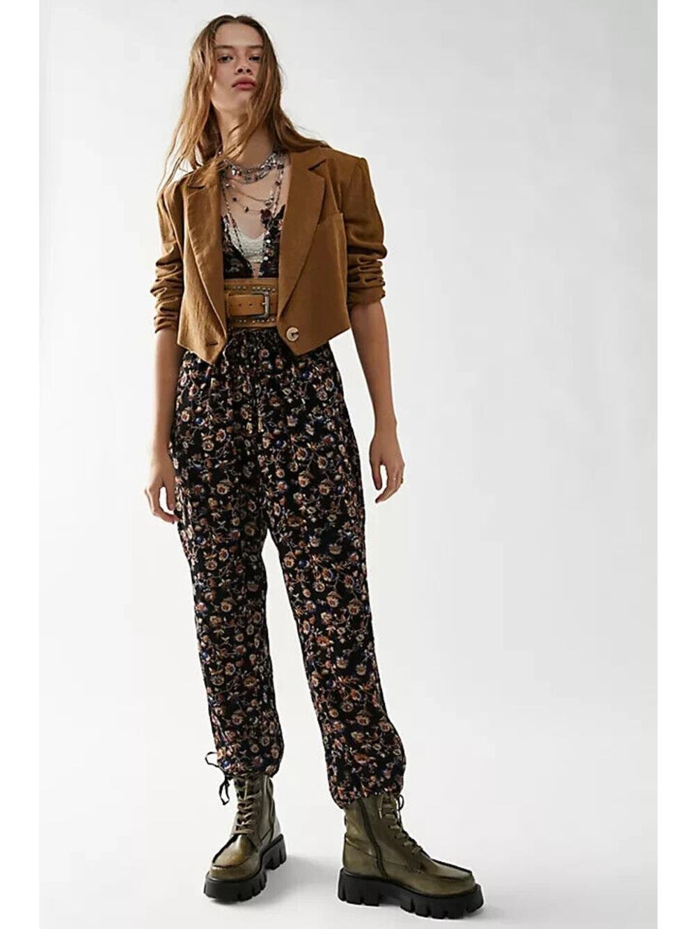 Free People Samara Jumpsuit Floral Printed Sleeveless Black M